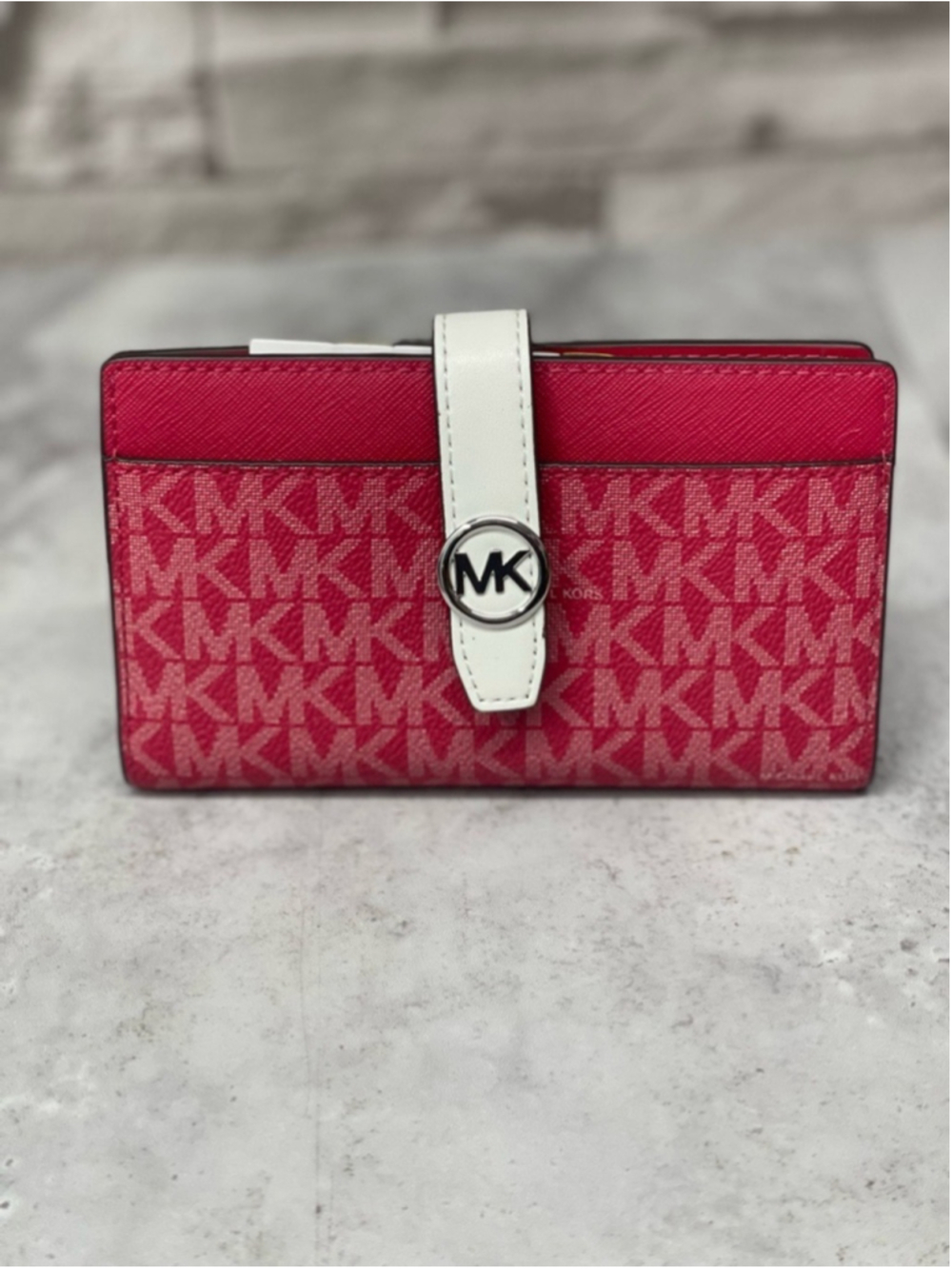 Michael Kors Marilyn Tote & Matching Wallet MK Logo Dark Raspberry - Picture 13 of 16